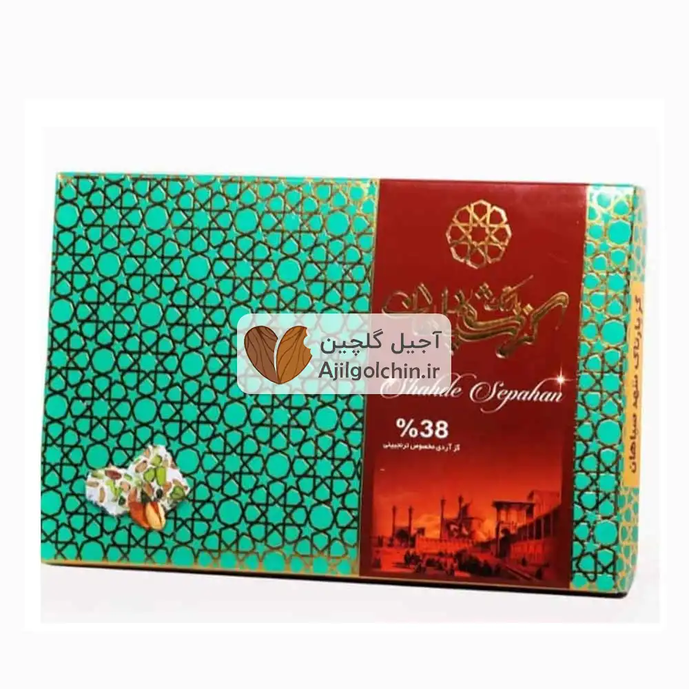 گز ۳۸ درصد آردی پسته و بادام سپاهان
