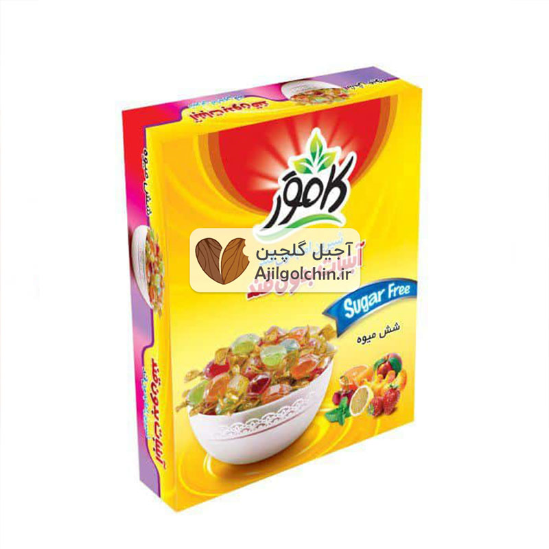 آبنبات شش میوه بدون قند کامور